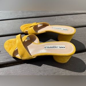 Karl Lagerfeld Fawn Canary Suede Sandal Womens Sz10